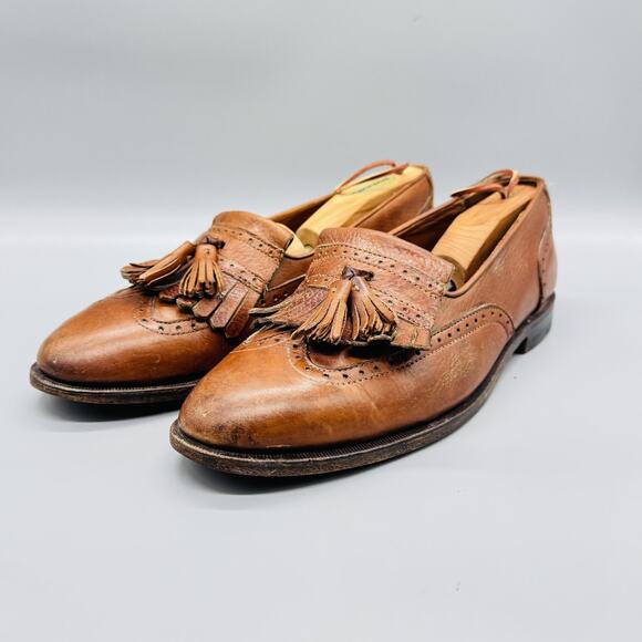 Cole Haan Shoes Men 10 Brown Leather Tassel Loafers Preppy 90s Made USA Vintage main image 6
